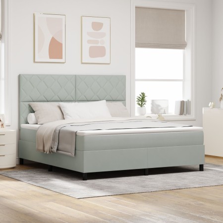Cama Box Spring con colchón terciopelo gris claro 180x200 cm | Foro24.es | Tu tienda online para hogar, jardín y más Foro24.es