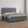Cama box spring colchón y LED cuero sintético gris 200x200 cm en Camas y somieres | Comprar online en Foro24