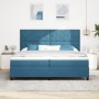 Cama Box Spring con colchón terciopelo azul oscuro 200x200 cm by , Beds and slatted bases - Ref: Foro24-3339924, Price: 676,9...