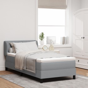 Cama Box Spring con colchón tela gris claro 90x200 cm by , Beds and slatted bases - Ref: Foro24-3340066, Price: 316,45 €, Dis...