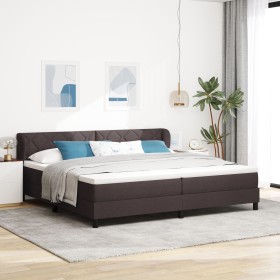 Cama Box Spring con colchón tela marrón oscuro
