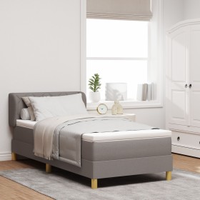 Cama Box Spring con Colchón Taupe 100x200 cm Tela