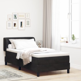 Cama Box Spring con colchón terciopelo negro