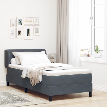 Cama Box Spring con colchón terciopelo gris oscuro 100x200 cm | Foro24.es | Tu tienda online para hogar, jardín y más Foro24.es