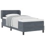 Cama Box Spring con colchón terciopelo gris oscuro 90x200 cm