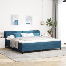 Cama con Base tipo Box Spring y Colchón Azul Oscuro 200x200 cm Terciopelo by , Beds and slatted bases - Ref: Foro24-3340464, ...