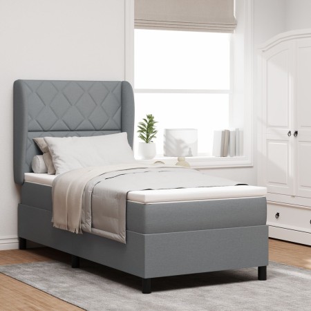 Cama Box Spring con colchón tela gris claro 90x200 cm | Foro24.es | Tu tienda online para hogar, jardín y más Foro24.es