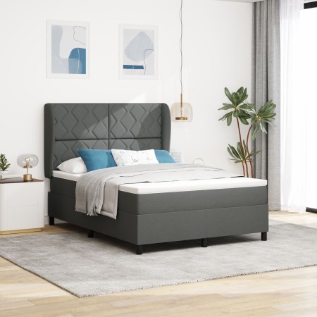 Cama Box Spring con colchón tela gris oscuro 140x190 cm | Foro24.es | Tu tienda online para hogar, jardín y más Foro24.es