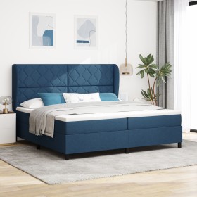 Cama Box Spring con colchón tela azul 200x200 cm by , Beds and slatted bases - Ref: Foro24-3340654, Price: 718,50 €, Discount: %