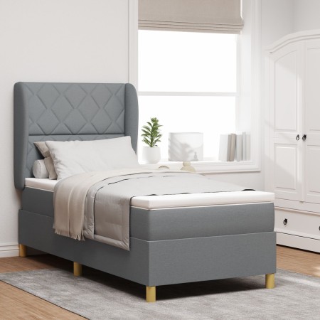 Cama Box Spring con colchón tela gris claro 90x200 cm | Foro24.es | Tu tienda online para hogar, jardín y más Foro24.es