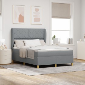Cama Box Spring con colchón tela gris claro 160x200 cm by , Beds and slatted bases - Ref: Foro24-3340823, Price: 577,91 €, Di...
