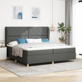 Cama Box Spring con colchón tela gris oscuro