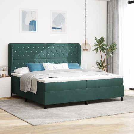 Cama Box Spring con colchón terciopelo verde oscuro 200x200 cm by , Beds and slatted bases - Ref: Foro24-3340895, Price: 772,...