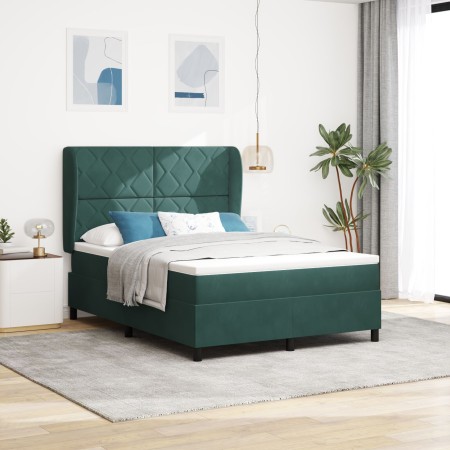 Cama Box Spring con colchón terciopelo verde oscuro 140x190 cm | Foro24.es | Tu tienda online para hogar, jardín y más Foro24.es