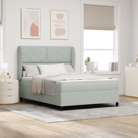 Cama Box Spring con colchón terciopelo gris claro 160x200 cm by , Beds and slatted bases - Ref: Foro24-3340988, Price: 562,00...