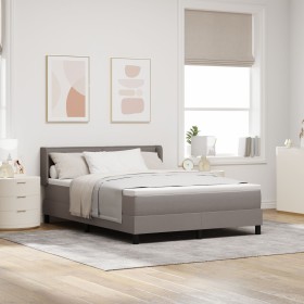 Cama con Base Tapizada y Colchón Taupe 140x190 cm