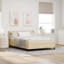 Cama con somier VidaXL y colchón crema 140x190 cm tela, Diseño de cabecero líneas VidaXL crema 140 cm tela by , Beds and slat...