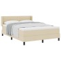 Cama con somier VidaXL y colchón crema 140x190 cm tela, Diseño de cabecero líneas VidaXL crema 140 cm tela by , Beds and slat...