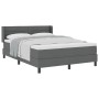 Cama con box spring y colchón gris oscuro 140x200 cm de tela, Diseño de cabecero de líneas gris oscuro 140 cm de tela by , Be...