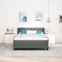 Cama con box spring y colchón gris oscuro 140x200 cm de tela, Diseño de cabecero de líneas gris oscuro 140 cm de tela by , Be...