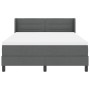 Cama con box spring y colchón gris oscuro 140x200 cm de tela, Diseño de cabecero de líneas gris oscuro 140 cm de tela by , Be...