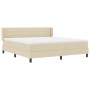 Cama con Base de Primavera y Colchón Crema 180x200 cm Tela, Cabeceo de  Diseño de Líneas Crema 180 cm Tela | Foro24.es | Tu tienda online para hogar, jardín y más Foro24.es