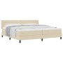 Cama Box Spring con Colchón Crema 200x200 cm Tela, Cabecero Diseño Líneas Crema 200 cm Tela von , Betten und Lattenroste - Re...