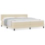 Cama Box Spring con Colchón Crema 200x200 cm Tela, Cabecero Diseño Líneas Crema 200 cm Tela von , Betten und Lattenroste - Re...