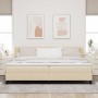 Cama Box Spring con Colchón Crema 200x200 cm Tela, Cabecero Diseño Líneas Crema 200 cm Tela von , Betten und Lattenroste - Re...