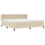Cama Box Spring con Colchón Crema 200x200 cm Tela, Cabecero Diseño Líneas Crema 200 cm Tela von , Betten und Lattenroste - Re...