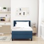 Cama con somier y colchón azul 80x200 cm Tejido, Cabecero con botones acolchados azul 80 cm Tejido by , Beds and slatted base...