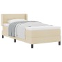 Cama Box Spring con Colchón Color Crema 100x200 cm Tela, Cabecero VidaXL con Botones Color Crema 100 cm Tela by , Beds and sl...