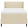 Cama Box Spring con Colchón Color Crema 100x200 cm Tela, Cabecero VidaXL con Botones Color Crema 100 cm Tela by , Beds and sl...