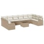 Conjunto de sofá de jardín 11 pcs Beige Poliratán
