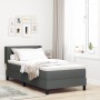 Cama con box spring y colchón gris oscuro 90x190 cm tela, Diseño de cabecero con bloques de diamante gris oscuro 90 cm tela d...
