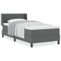 Cama con box spring y colchón gris oscuro 90x190 cm tela, Diseño de cabecero con bloques de diamante gris oscuro 90 cm tela d...