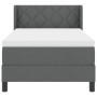Cama con box spring y colchón gris oscuro 90x190 cm tela, Diseño de cabecero con bloques de diamante gris oscuro 90 cm tela d...