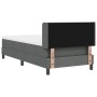 Cama con box spring y colchón gris oscuro 90x190 cm tela, Diseño de cabecero con bloques de diamante gris oscuro 90 cm tela d...