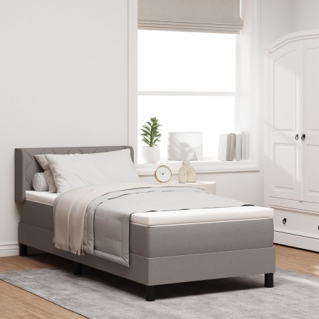 Cama con muelles con colchón Taupe 90x200 cm de tela, Cabecero