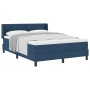 Cama con Somier con colchón azul 160x200 cm de tela, Cabecero diseño de bloques de diamantes azul 160 cm de tela by , Beds an...
