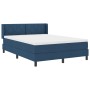 Cama con Somier con colchón azul 160x200 cm de tela, Cabecero diseño de bloques de diamantes azul 160 cm de tela by , Beds an...