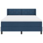 Cama con Somier con colchón azul 160x200 cm de tela, Cabecero diseño de bloques de diamantes azul 160 cm de tela by , Beds an...