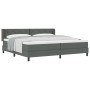 Cama con sommier y colchón Gris Oscuro 200x200 cm Tela, Cabecero Diseño de bloques de diamante Gris Oscuro 200 cm Tela by , B...