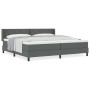 Cama con sommier y colchón Gris Oscuro 200x200 cm Tela, Cabecero Diseño de bloques de diamante Gris Oscuro 200 cm Tela by , B...