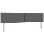Cama con sommier y colchón Gris Oscuro 200x200 cm Tela, Cabecero Diseño de bloques de diamante Gris Oscuro 200 cm Tela by , B...