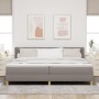 Cama con Somier y Colchón Taupe 200x200 cm Tela, Cabecera Diseño de Líneas Taupe 200 cm Tela von , Betten und Lattenroste - R...