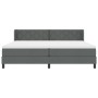 Cama con sommier y colchón Gris Oscuro 200x200 cm Tela, Cabecero Diseño de bloques de diamante Gris Oscuro 200 cm Tela by , B...