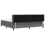Cama con sommier y colchón Gris Oscuro 200x200 cm Tela, Cabecero Diseño de bloques de diamante Gris Oscuro 200 cm Tela by , B...