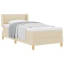 Cama con Base y Colchón Crema 90x200 cm Tela, Cabecero Con