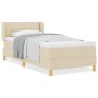 Cama con Base y Colchón Crema 90x200 cm Tela, Cabecero Con